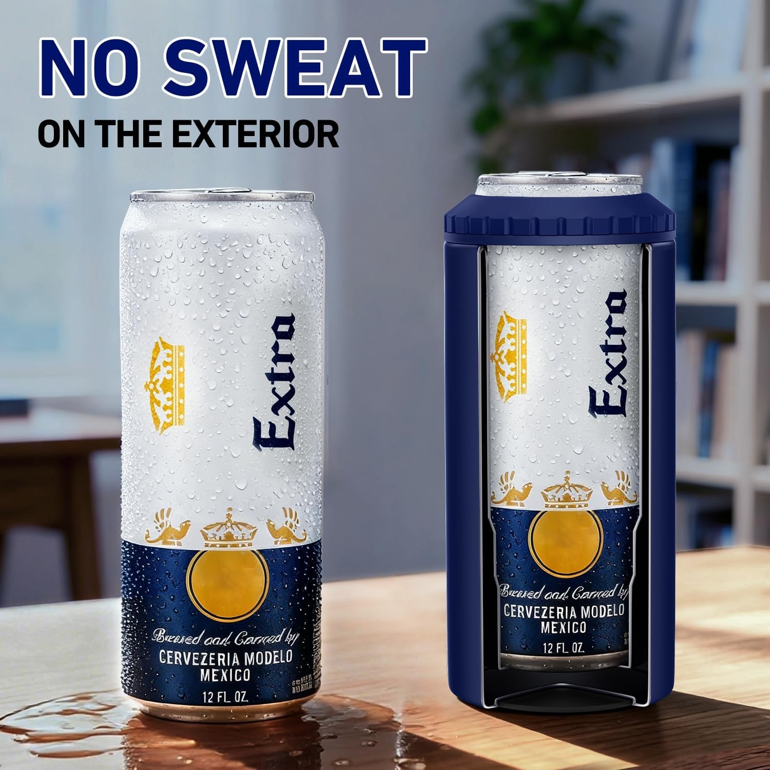 3 in 1 Slim Can Cooler for 12 OZ Skinny Can, Regular Can & Beer Bottle - Keep Cold for 6 Hours - Double Walled Insulated Stainless Steel Vacuum Beverage Can Insulator (Navy Blue)